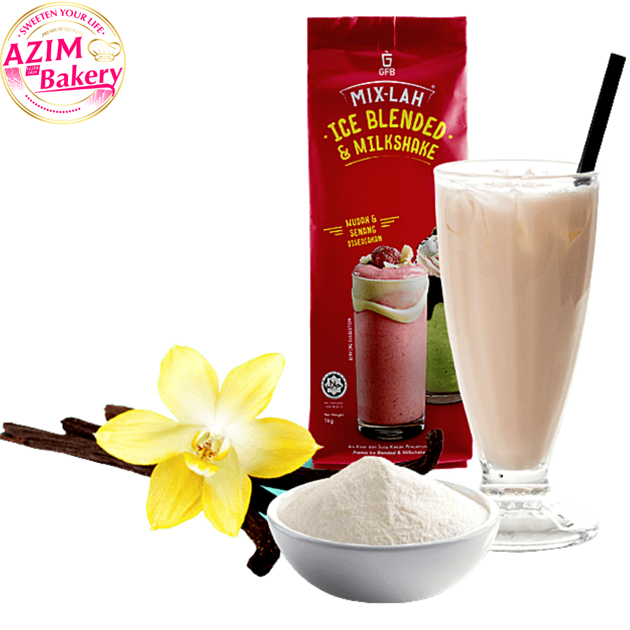 Gfb Mix Lah Ice Blended And Milkshake Vanilla 1kg By Azim Bakery Bch Rawang 6109