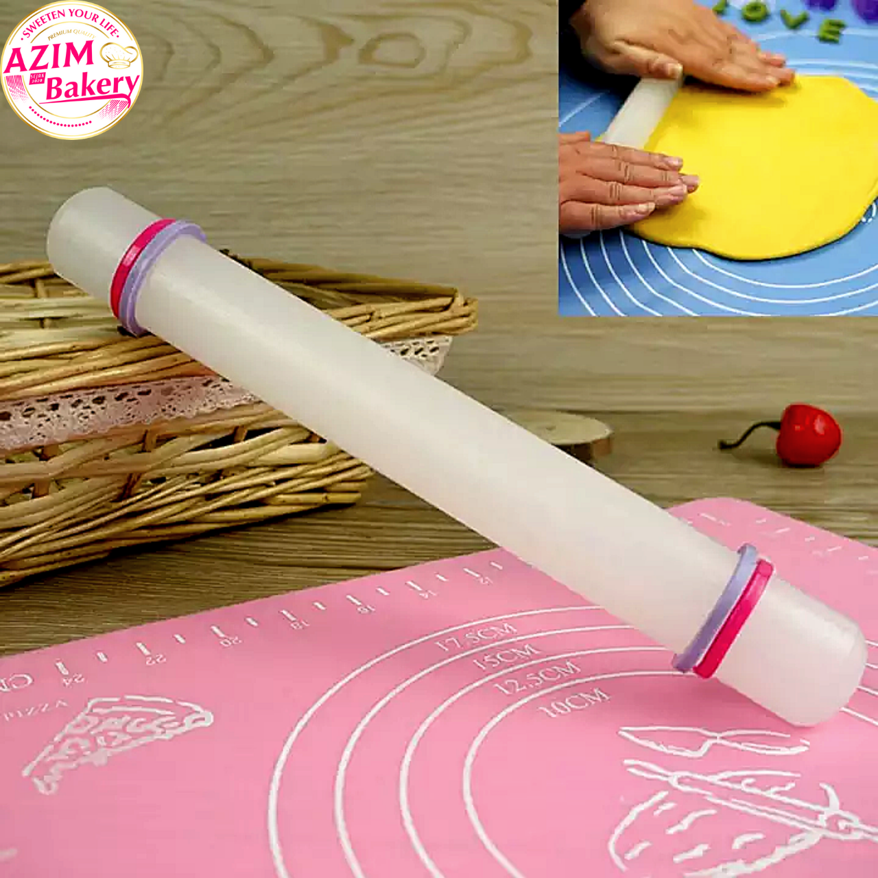 Fondant Rolling Pin with Rings, 9inch Non Stick Plastic Rolling Pin Fondant  Cake Dough Roller DIY Baking Tool for Pizza, Pies, Pastries, Pasta