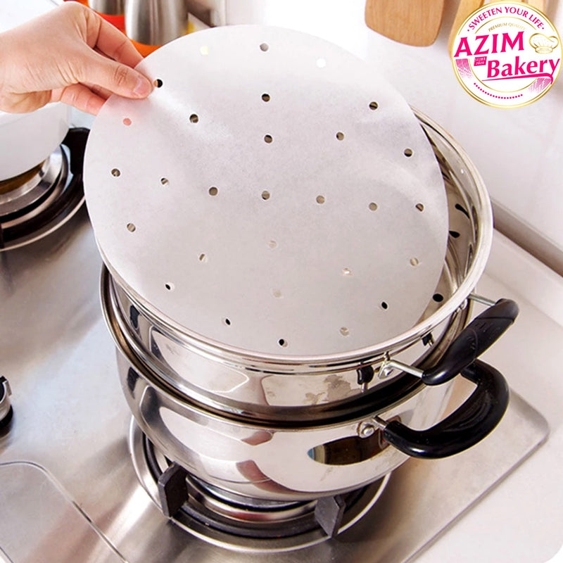 Kertas Steamer 6" / 7" / 8" 100PCS Round Steamer Paper Air Fryer Liners Paper Steaming Paper Dim Sum Steamer Paper