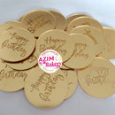 Cake Topper Happy Birthday Dics Mirror (1Pc) Happy Birthday Cake Topper Gold Kek Topper Gold by Azim Bakery