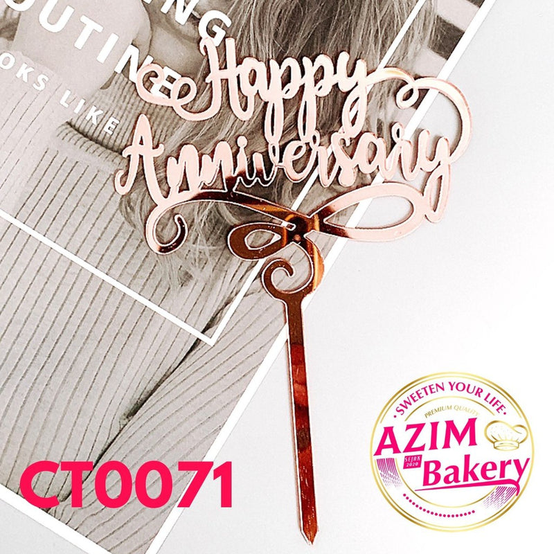 Happy Anniversary Cake Topper (1Pc) by Azim Bakery