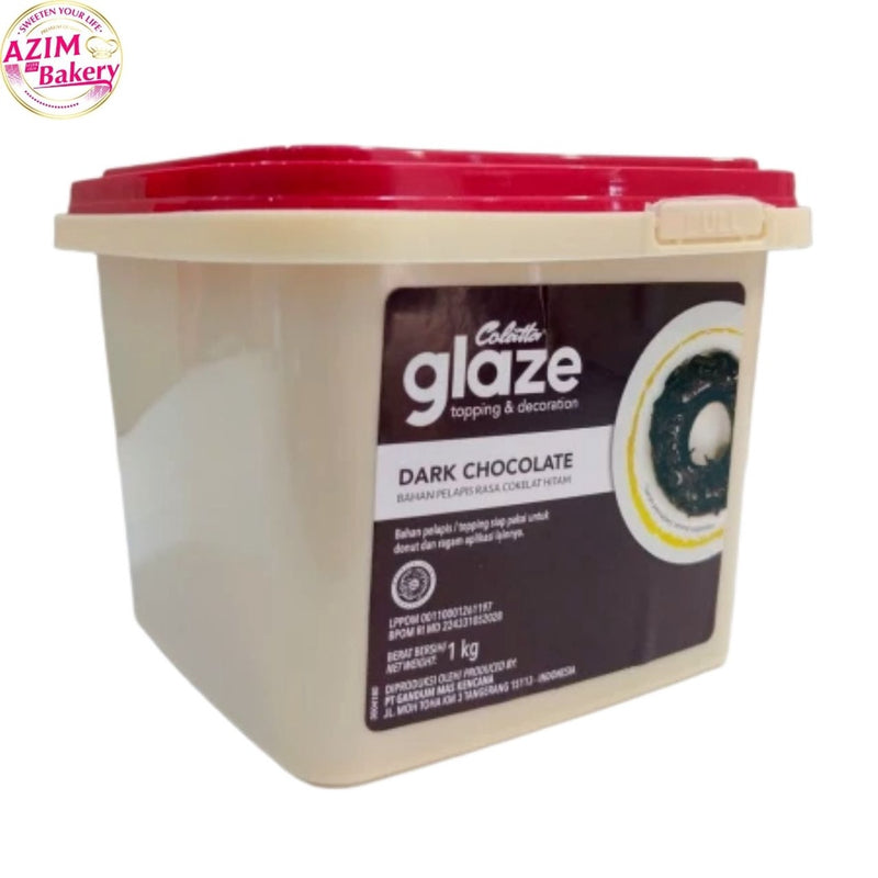 Colatta Glaze Dark Chocolate 1kg,500G,250G | Topping Donat | Dark Coklat Filling | Liquid choco (Halal) by Azim Bakery