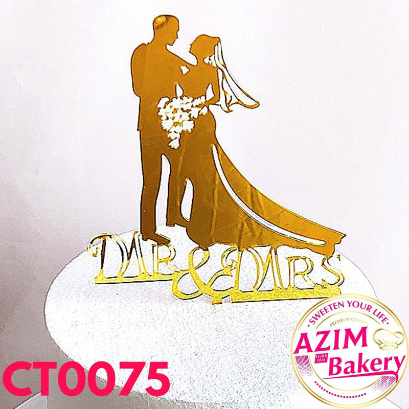 Mr & Mrs Cake Topper (1pc) Wedding Cake Topper | Ring Cake Topper | Mr & Mrs Ring Cake Topper by Azim Bakery