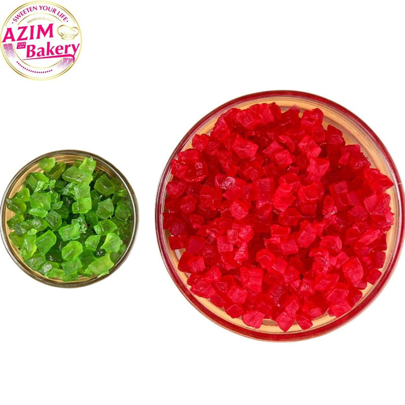 Chelory Cherry Hijau Merah | Red Green Chelory 100g | Green Red Diced Cherry | Ceri Potong | Ceri Cincang (Halal)