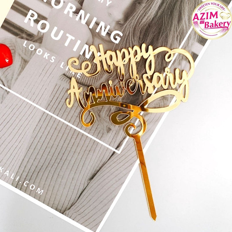 Happy Anniversary Cake Topper (1Pc) by Azim Bakery