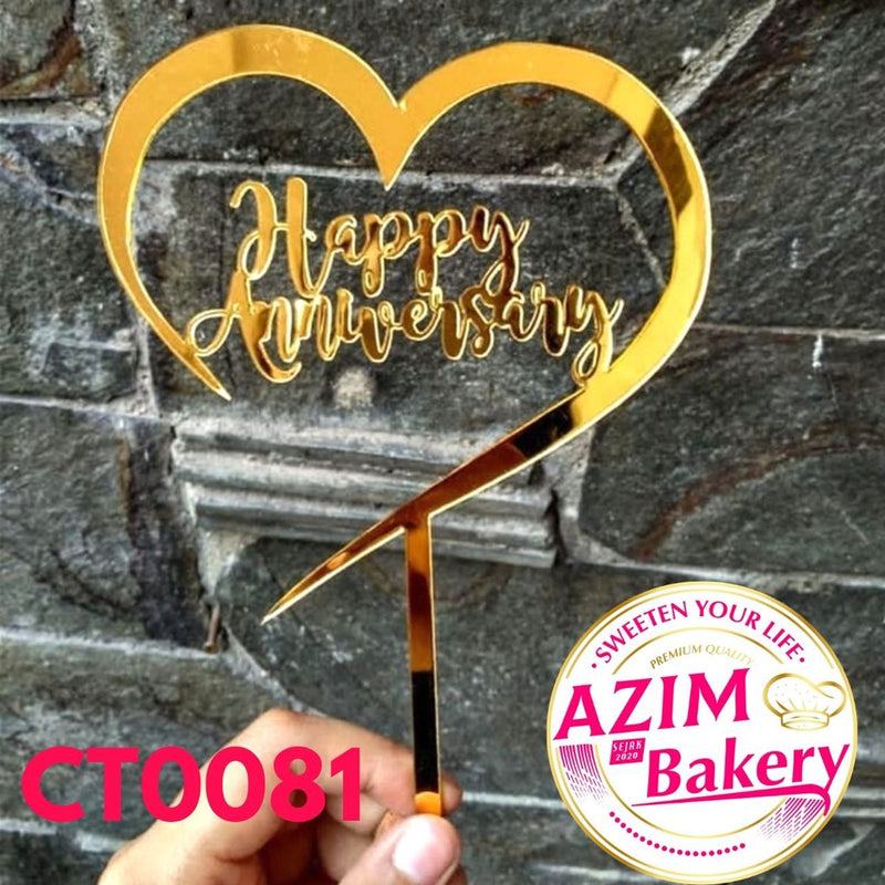 Happy Anniversary Cake Topper (1Pc) by Azim Bakery