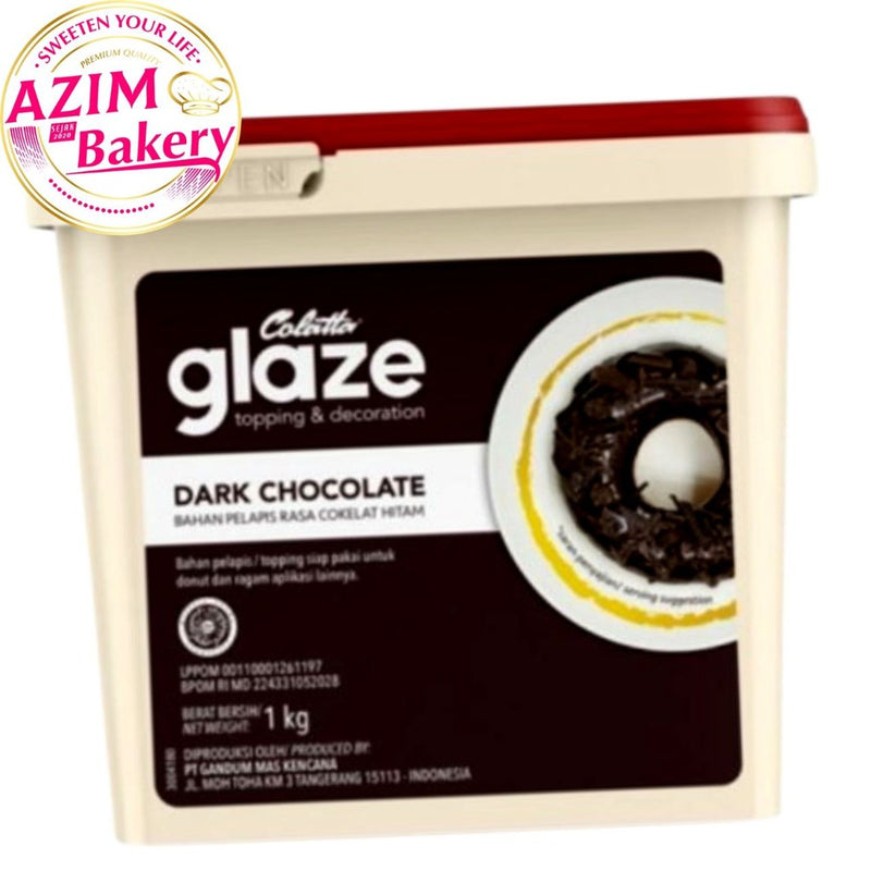 Colatta Glaze Dark Chocolate 1kg,500G,250G | Topping Donat | Dark Coklat Filling | Liquid choco (Halal) by Azim Bakery