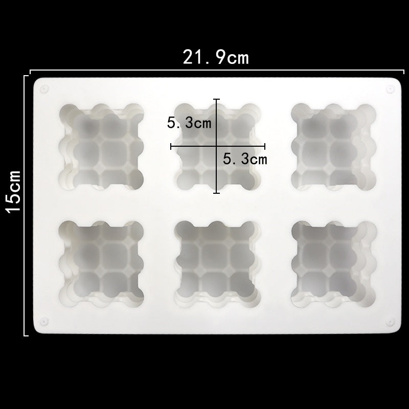 Silicone Rubik's Cube 3D 6 cavity  | Handmade DIY Soap Hole|6 hole Rubik's Cube Shape Cake Mold by Azim Bakery