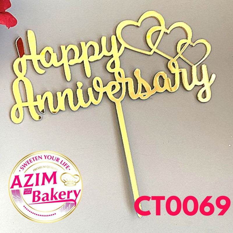 Happy Anniversary Cake Topper (1Pc) by Azim Bakery