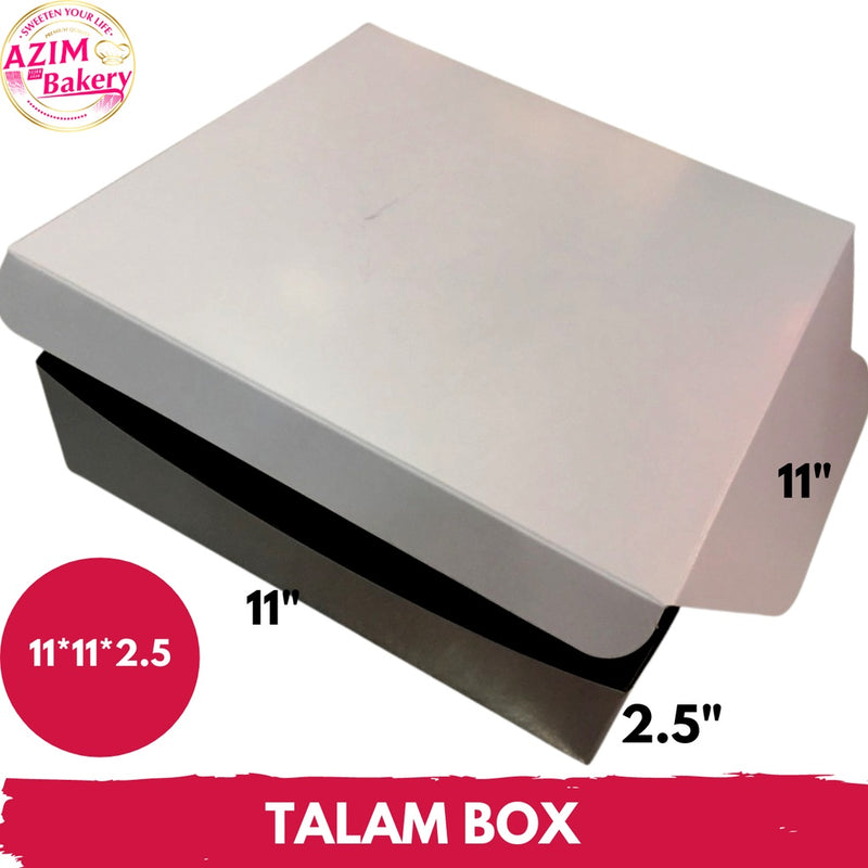 Talam Box 11X11X2.5 3Pcs Kotak Kuih Talam | Kotak Kuih Lapis | Kotak Kek Brownies | Talam Box No Window Plain White