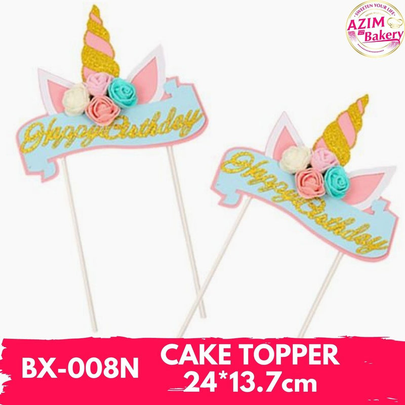 Happy Birthday Cake Topper | Unicorn Cake Topper by Azim Bakery