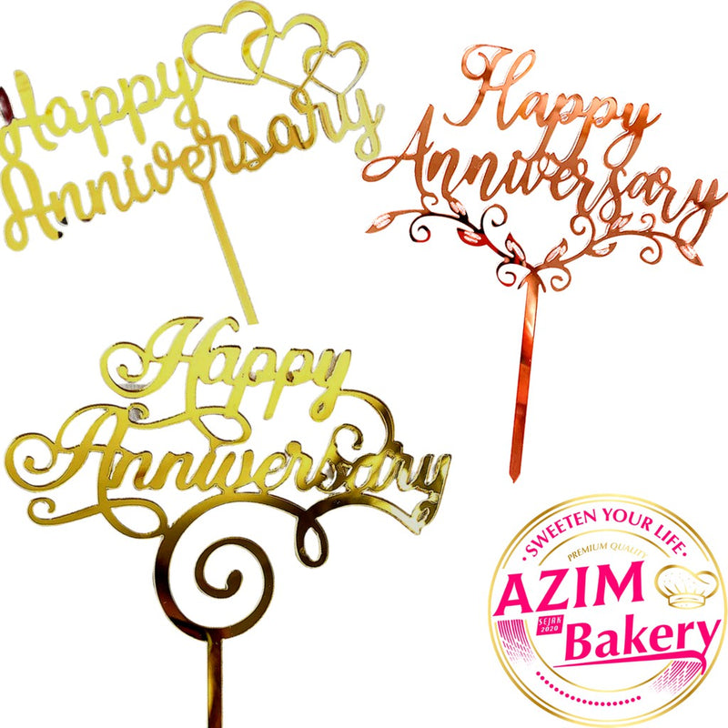 Happy Anniversary Cake Topper (1Pc) by Azim Bakery