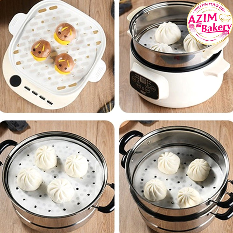 Kertas Steamer 6" / 7" / 8" 100PCS Round Steamer Paper Air Fryer Liners Paper Steaming Paper Dim Sum Steamer Paper