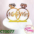 Mr & Mrs Cake Topper (1pc) Wedding Cake Topper | Ring Cake Topper | Mr & Mrs Ring Cake Topper by Azim Bakery