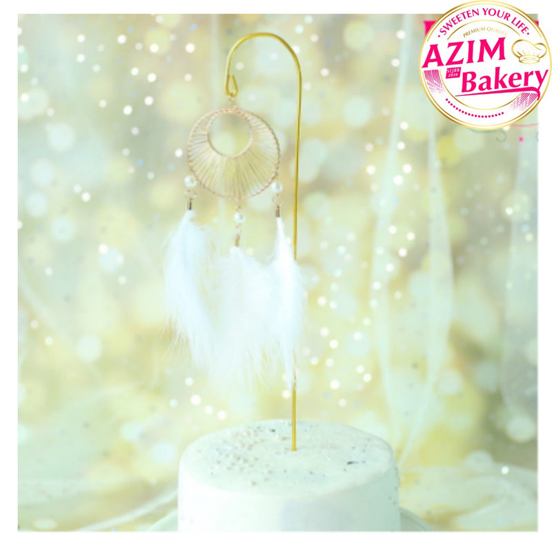 Feather Cake Topper (1Pc) Flurry Feather Cake Topper | Dream Catcher Cake Topper by Azim Bakery