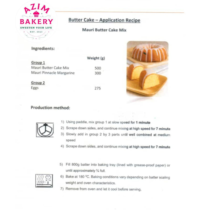 Butter Cake Premix 500G | Tepung Segera Kek Butter | Tepung Kek Butter (Halal) by Azim Bakery