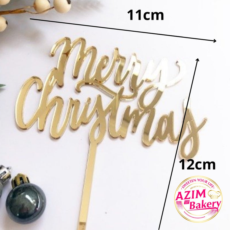 Merry Christmas Cake Topper (1pc) by Azim Bakery
