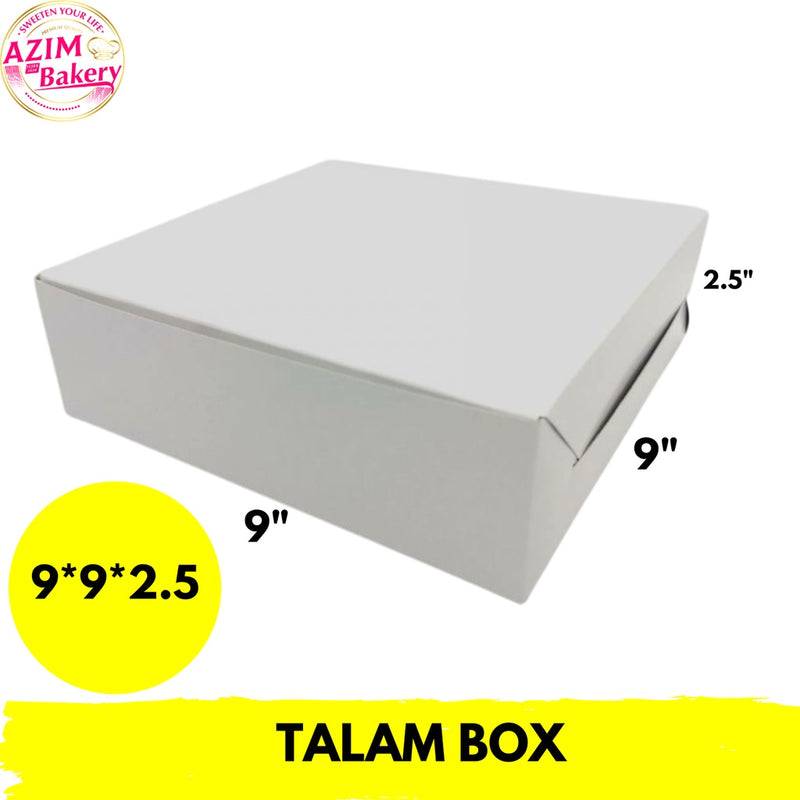 Talam Box No Window 9X9X2.5 (50Pcs) Kotak Kuih Talam | Kotak Kuih Lapis | Kotak Kek by Azim Bakery