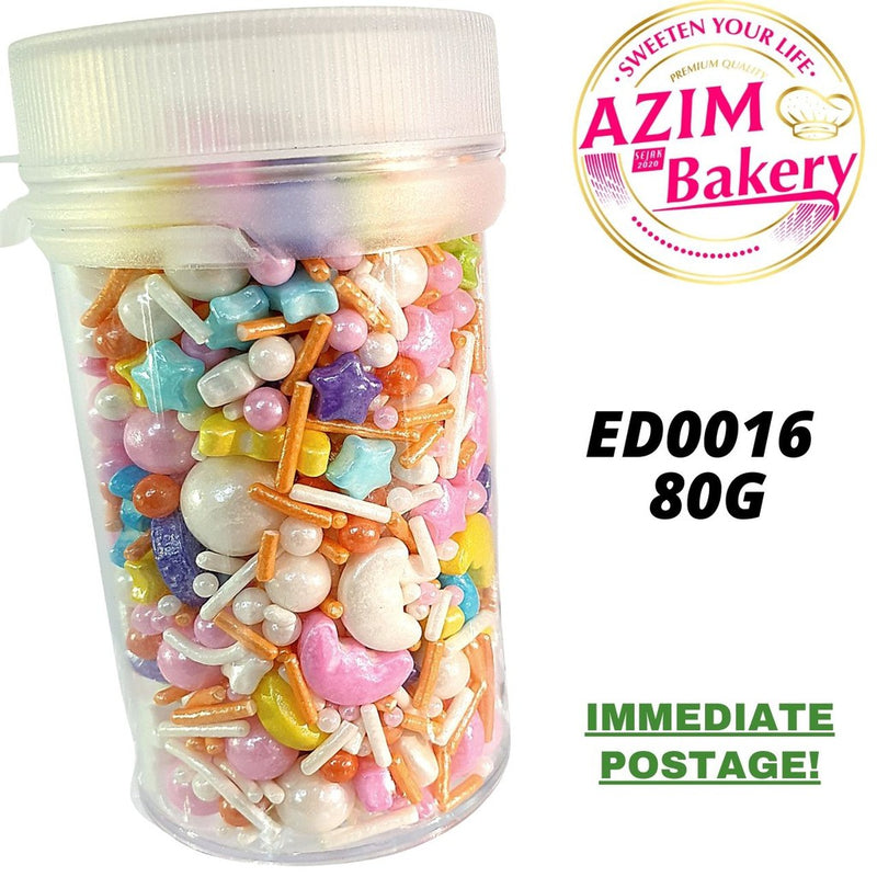 Mix Planet Sprinkles 80g | Mix Sprinkles | Mixed Shaped Sprinkles | Colourful Sprinkles (Halal) by Azim Bakery