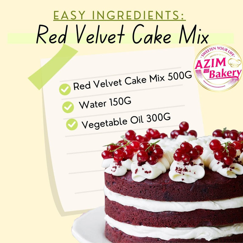 Red Velvet Cake Premix 500g | Tepung Segera Kek Red Velvet | Red Velvet Mix Flour (Halal) by Azim Bakery