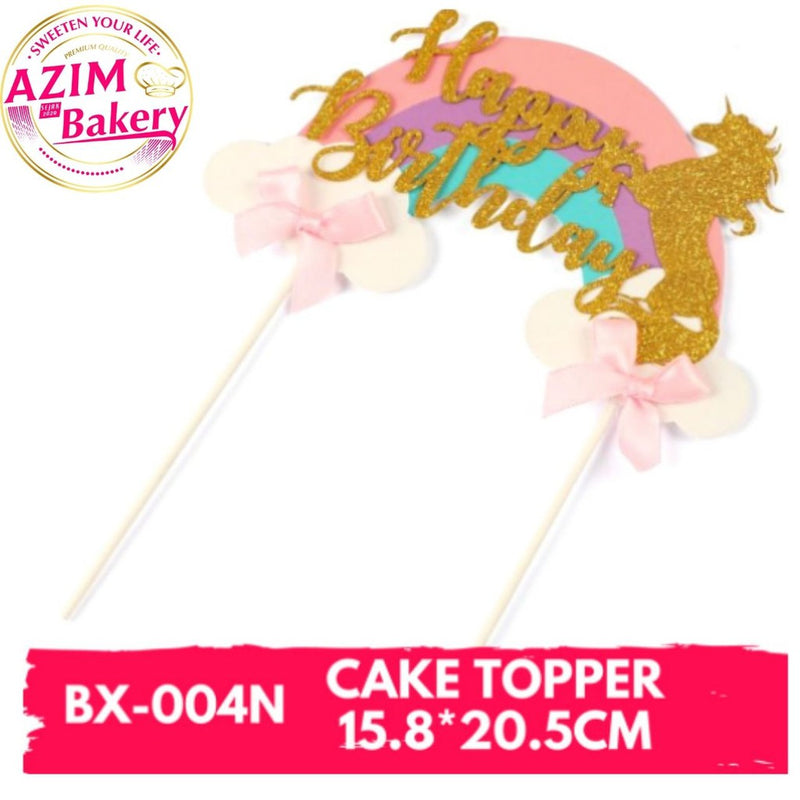 Happy Birthday Cake Topper | Unicorn Cake Topper by Azim Bakery