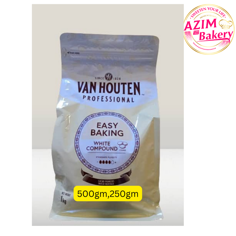 Van Houten White Compound Coin | Block 1kg | 500g | 250g Coklat Putih (Halal) By Azim Bakery