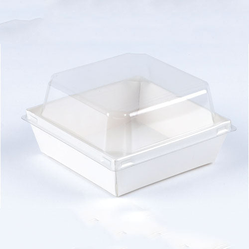 PAPER TRAY WITH LID (BROWN) 11CMX12CM |(WHITE) 10CM X10CM Rectangular Cake Box  by Azim Bakery