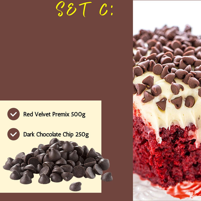 Set Raya Red Velvet Chocolate Chip Cake Premix