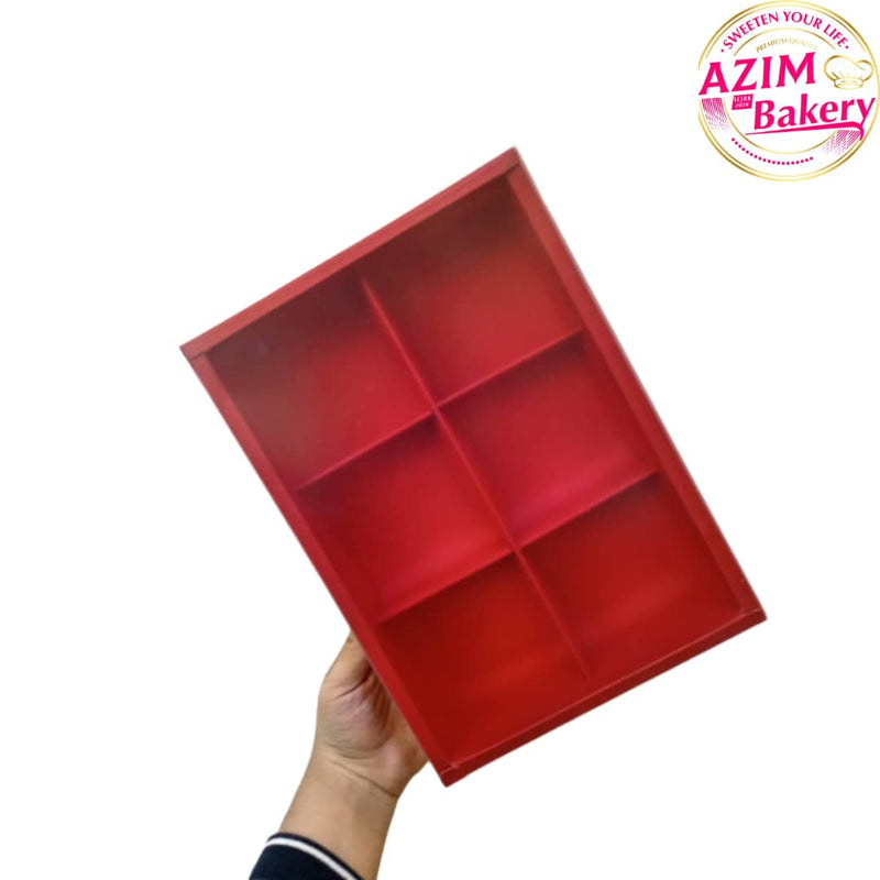 Cookies box  6 Cavity |Mooncake box |Kotak Mooncake |Kotak Biskut |Gift Box Red Colour by Azim Bakery