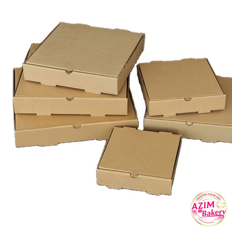Brown Pizza Box Bf 10X10X1.5 (3Pcs) Kotak Pizza Coklat | Kotak Pizza Koko | Pizza Box Brown by Azim Bakery