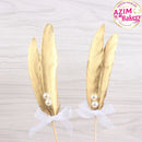 CAKE TOPPER FEATHER GOLD FEATHER CAKE TOPPER GOLD CAKE TOPPER KEK TOPPER BULU AYAM HAPPY BIRTHDAY TOPPER by AZIM BAKERY