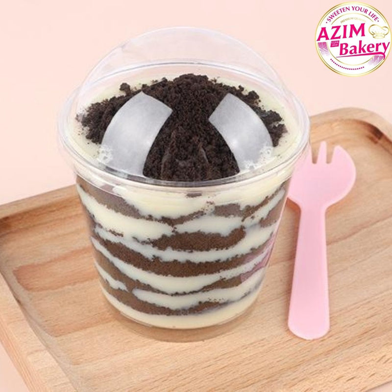 Round Dessert Cup CH 7770 + Dome Lid (10pcs) | Mousse Cup | Ice Cream Cup | Bekas Ais Krim | Bekas Puding by Azim Bakery