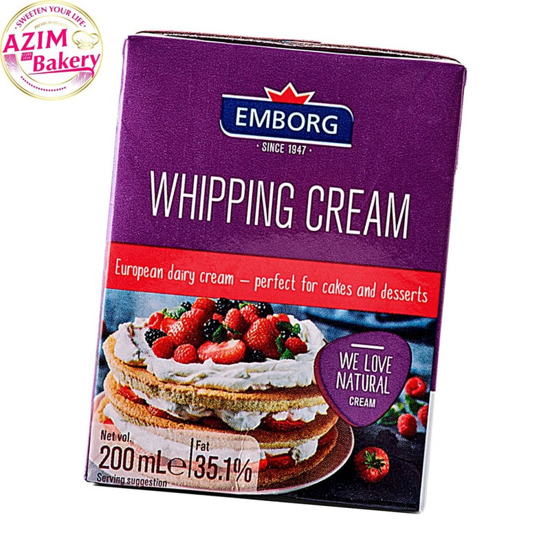(NO COD,ONLY ONLINE PAYMENT)Emborg Whipping Cream 200Ml | 1L Dairy Whipping Cream Emborg (Halal) by Azim Bakery