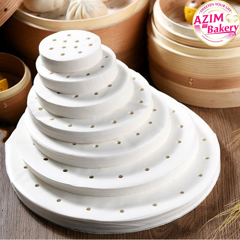 Kertas Steamer 6" / 7" / 8" 100PCS Round Steamer Paper Air Fryer Liners Paper Steaming Paper Dim Sum Steamer Paper