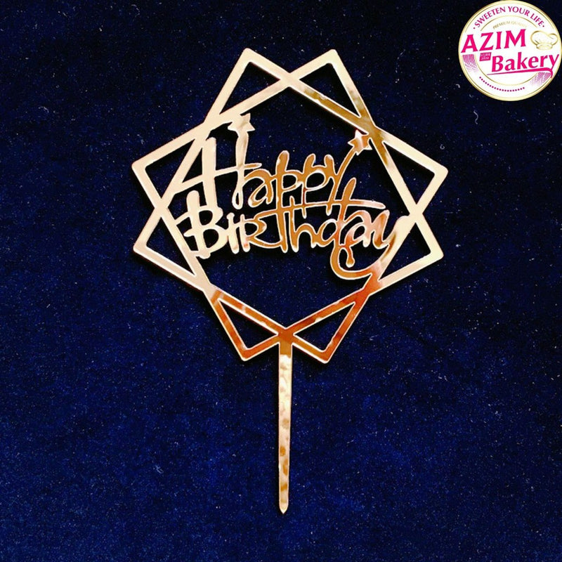 Happy Birthday Cake Topper Square Black (1pc) Kek Topper Happy Birthday | Gold Cake Topper Square Gold Cake Topper