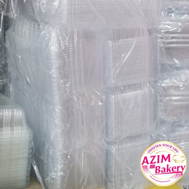 Sandwich Box with Lock [ 50 pcs± ] H-935 Bakery Disposable Plastic Tray Clear Food Box | By Azim Bakery