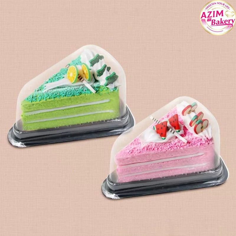 Kotak Kek/cheese Triangular Slice CAKE/CHEESE Cupcake Cases(50/25pcs)The Box Cover Cheese Cake Plastic Box/bekas makanan