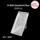 Sandwich Box with Lock [ 50 pcs± ] H-935 Bakery Disposable Plastic Tray Clear Food Box | By Azim Bakery