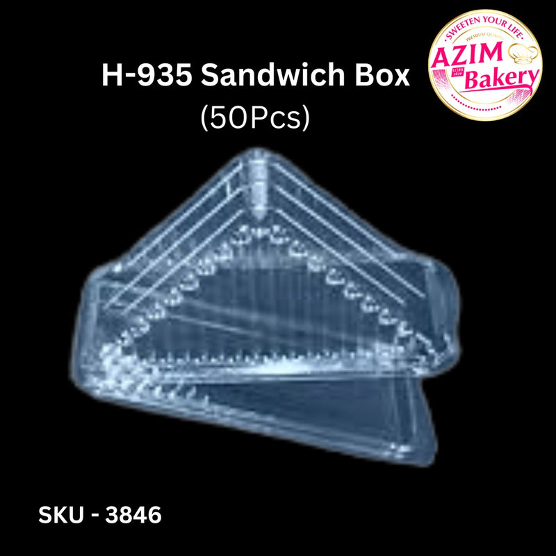 Sandwich Box with Lock [ 50 pcs± ] H-935 Bakery Disposable Plastic Tray Clear Food Box | By Azim Bakery