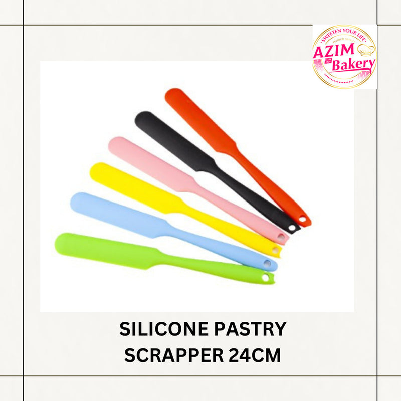 SILICONE PASTRY SCRAPPER 24CM (RANDOM COLOR) Spatula Kek | Pastry Spatula | Spatula Pastri by Azim Bakery