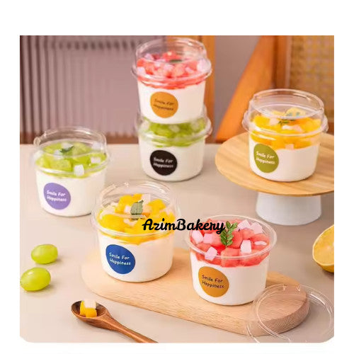 Round Cup 250ml Transparent Disposable PET Plastic Cup Cake Box  Jelly Pudding Dessert Cups With Lid by Azim Bakery