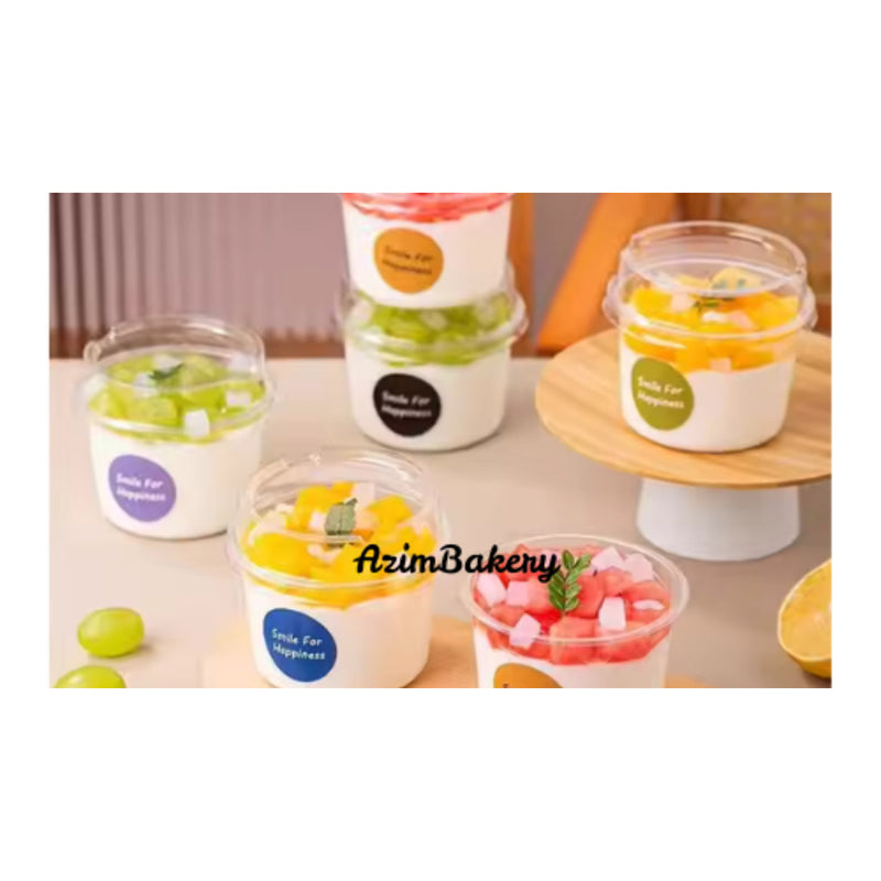 Round Cup 250ml Transparent Disposable PET Plastic Cup Cake Box  Jelly Pudding Dessert Cups With Lid by Azim Bakery