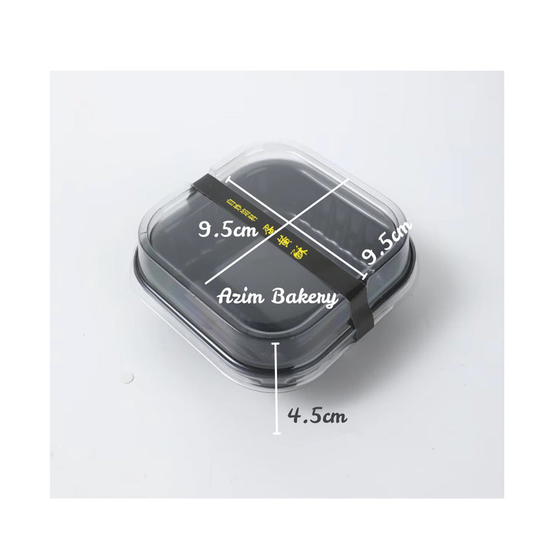 Mini Black Dessert Container Box Square Plastic with Transparent Lid Food Box PET Disposable Square Shape By Azim Bakery