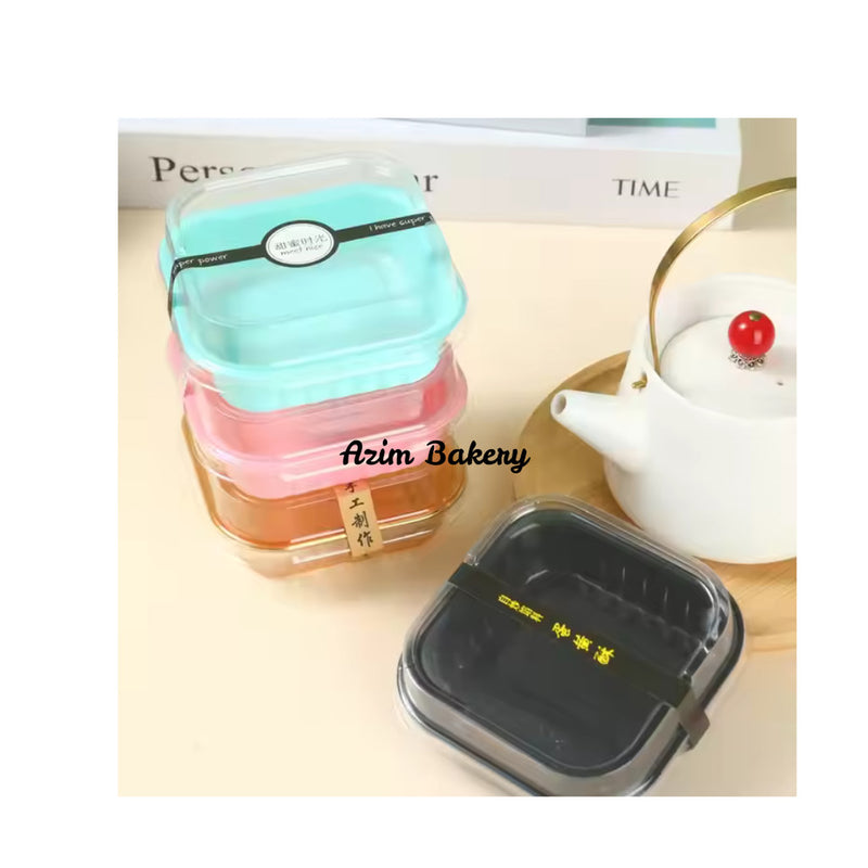 Mini Black Dessert Container Box Square Plastic with Transparent Lid Food Box PET Disposable Square Shape By Azim Bakery
