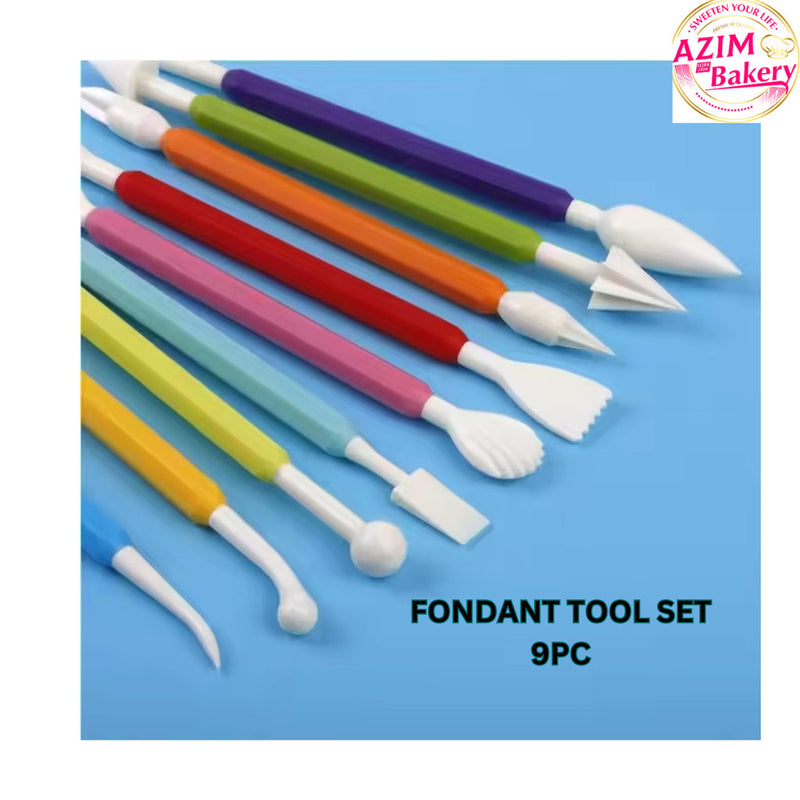 9Pcs/set Fondant Cake Modeling Tools Set Clay Modeling By Azim Bakery