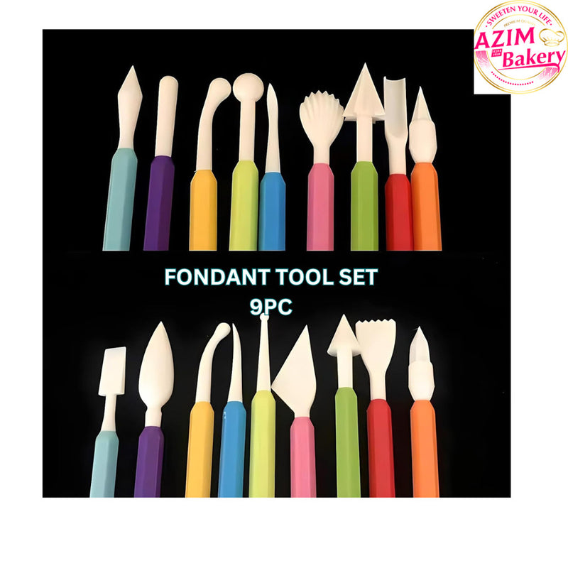 9Pcs/set Fondant Cake Modeling Tools Set Clay Modeling By Azim Bakery