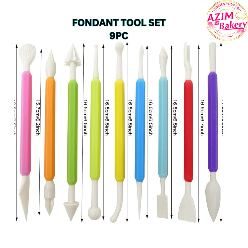 9Pcs/set Fondant Cake Modeling Tools Set Clay Modeling By Azim Bakery