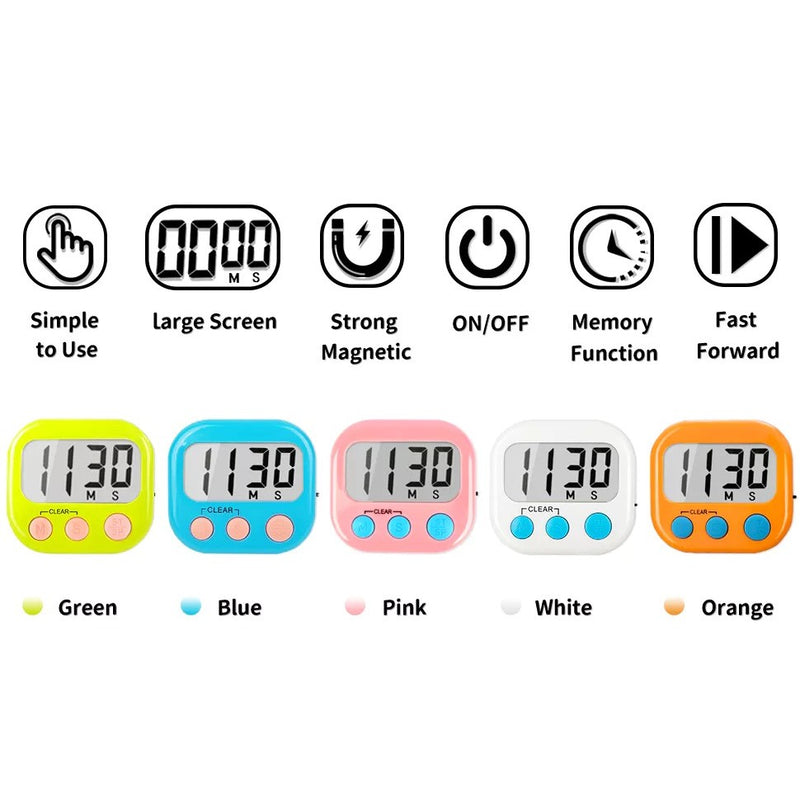 ( RANDOM COLOUR) Kitchen Timer Electronic Magnetic Digital Cooking Stopwatch Coutdown Loud Alarm With Stand Clock