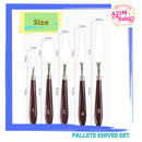 Palette Knives Set 5pcs Icing Buttercream Frosting Wooden Handle Spatula Stainless Steel Cake Icing Knife By Azim Bakery