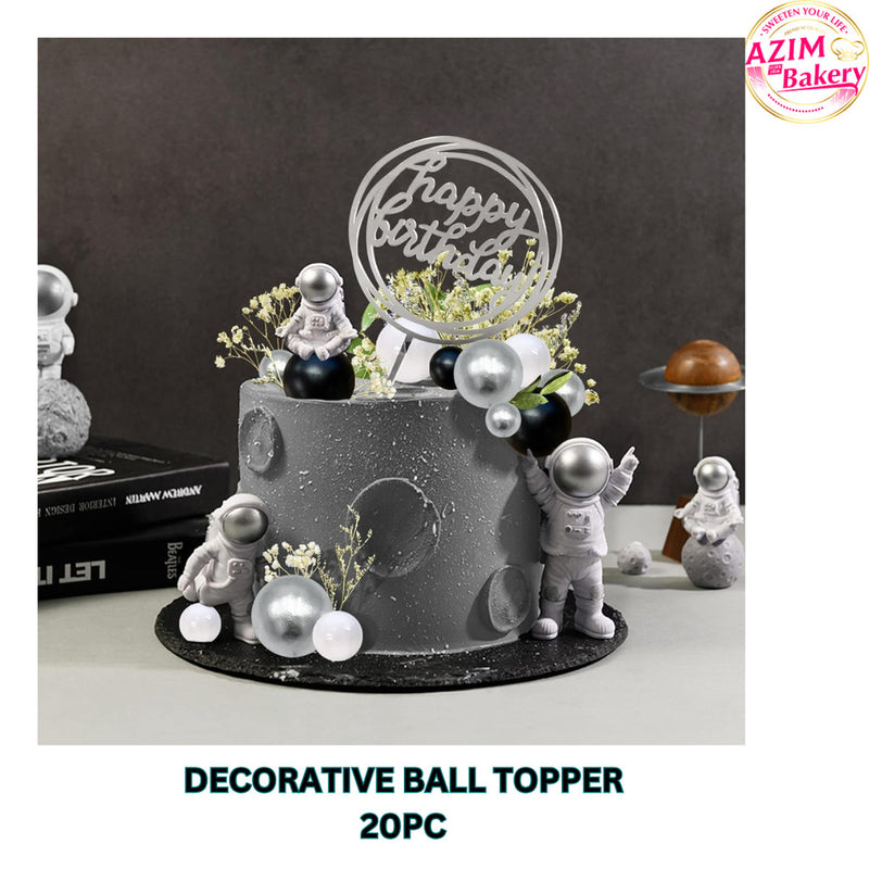 Cake Decoration | Gold Ball Silver Pink Blue Yellow White Red Black Ball Birthday Cake Topper By Azim Bakery